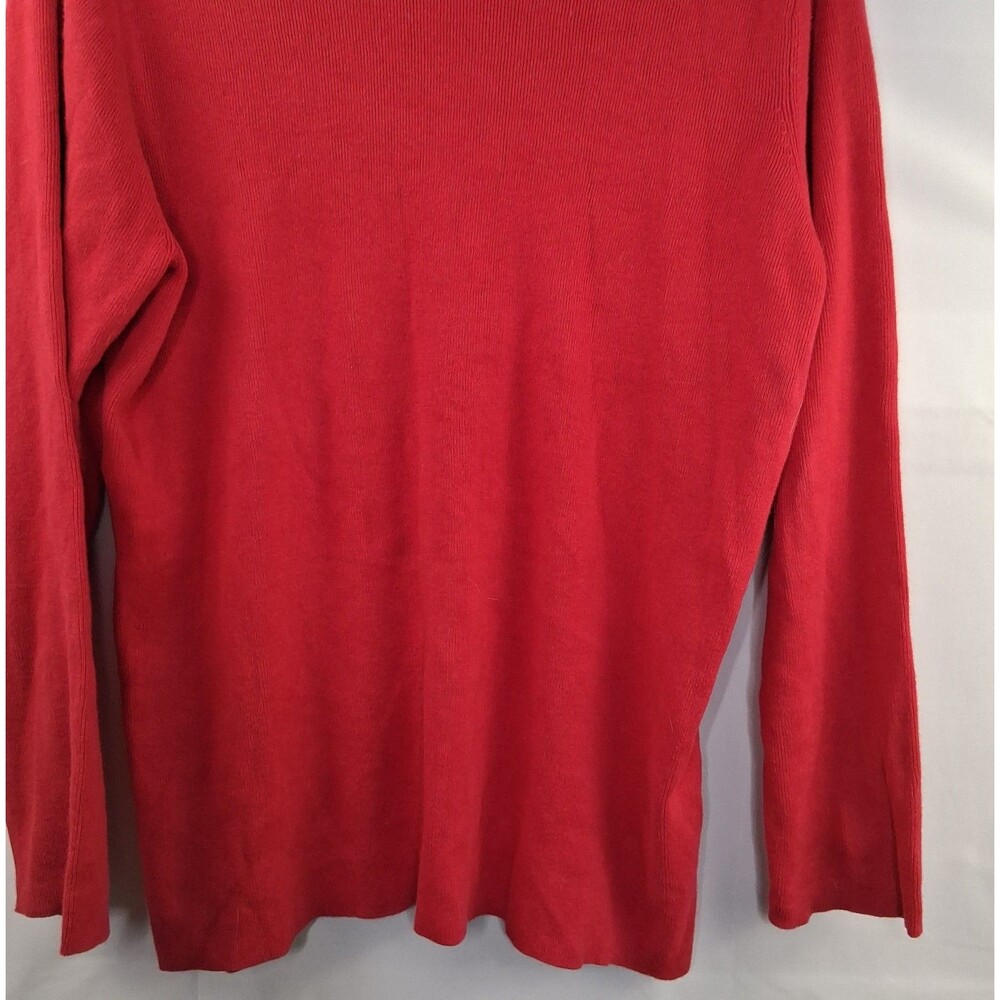 Quacker Factory Women's Red Angel Christmas Embellished V Neck Sweater Size L - Picture 7 of 11
